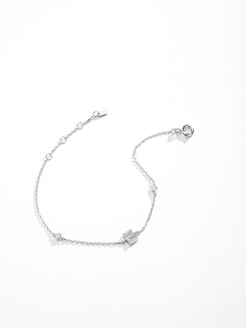 Zircon alfabet bedelarmband in 925 sterling zilver