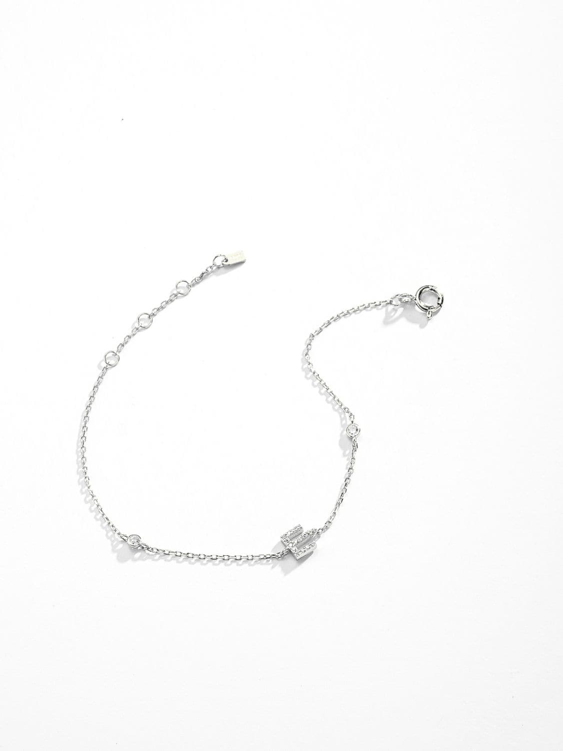 Zircon alfabet bedelarmband in 925 sterling zilver