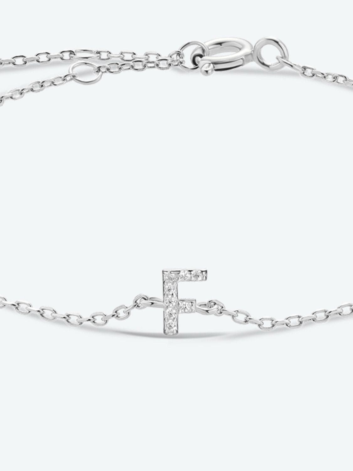 Zircon alfabet bedelarmband in 925 sterling zilver