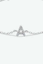 Zircon alfabet bedelarmband in 925 sterling zilver