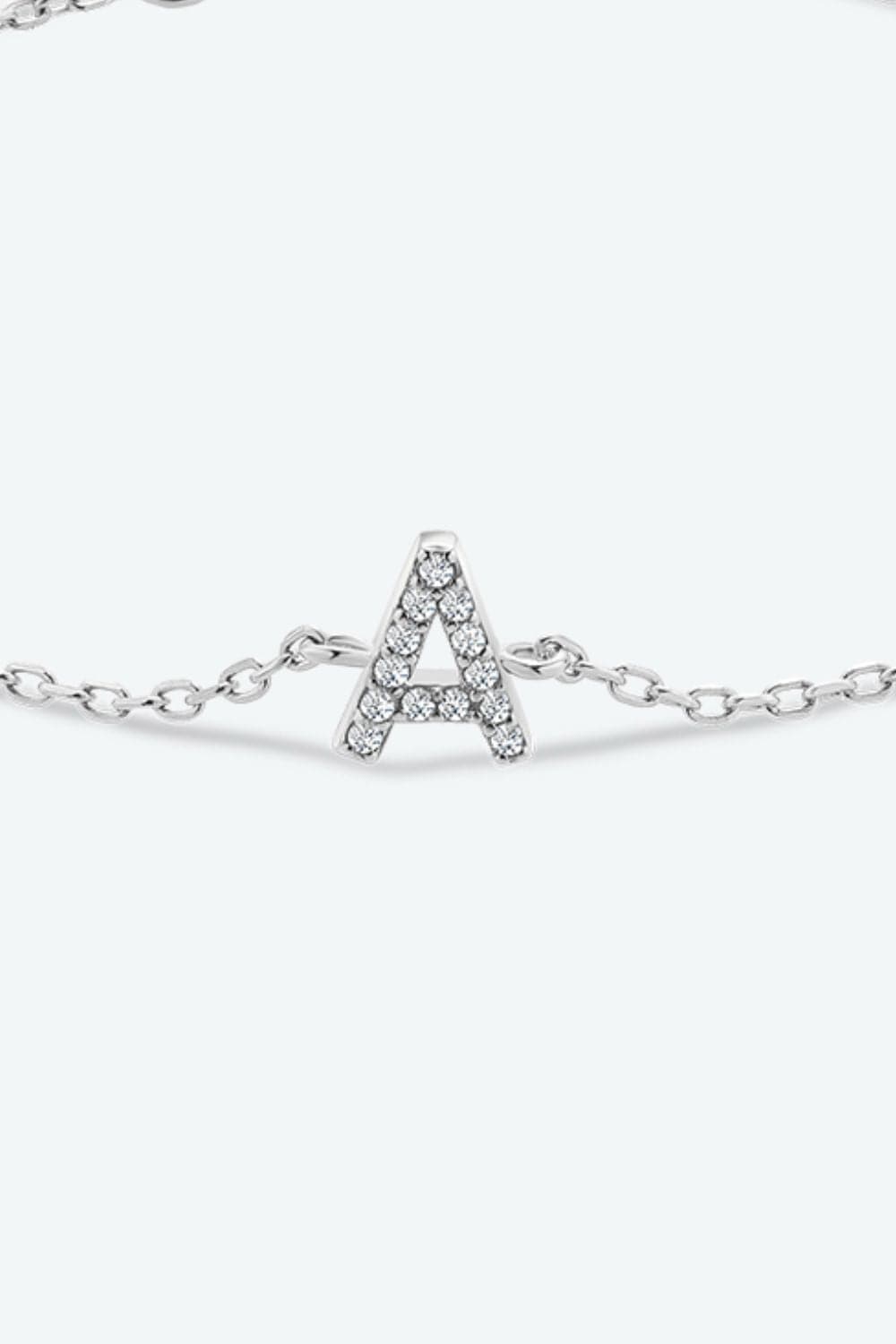 Zircon alfabet bedelarmband in 925 sterling zilver