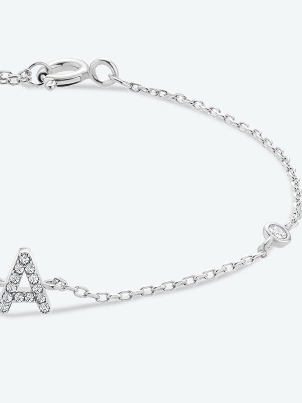 Zircon alfabet bedelarmband in 925 sterling zilver