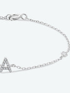 Zircon alfabet bedelarmband in 925 sterling zilver