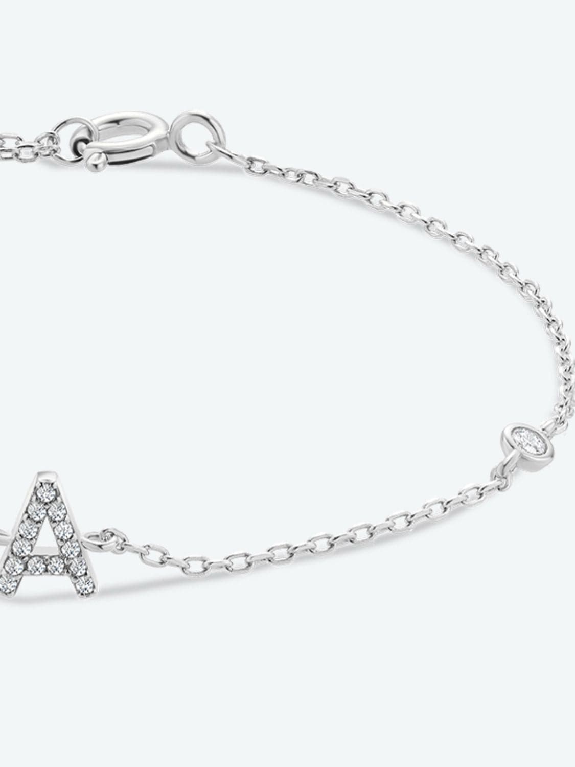 Zircon alfabet bedelarmband in 925 sterling zilver