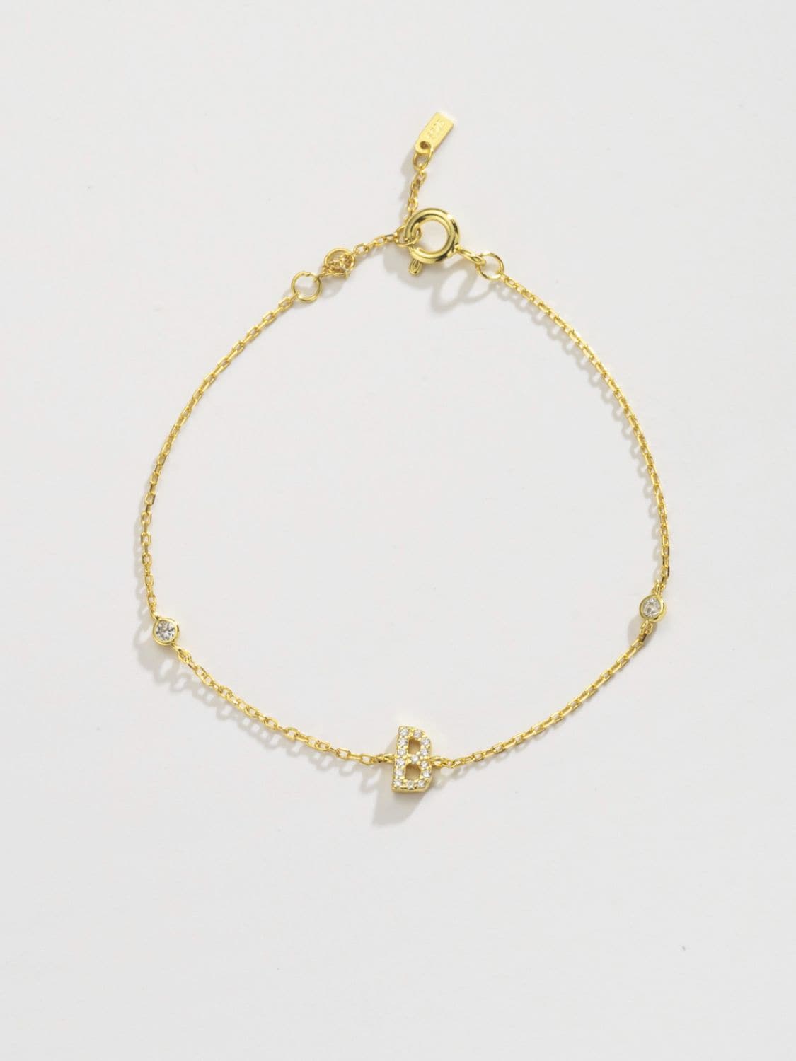 Zircon alfabet bedelarmband in 925 sterling zilver