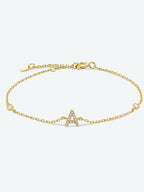 Zircon alfabet bedelarmband in 925 sterling zilver