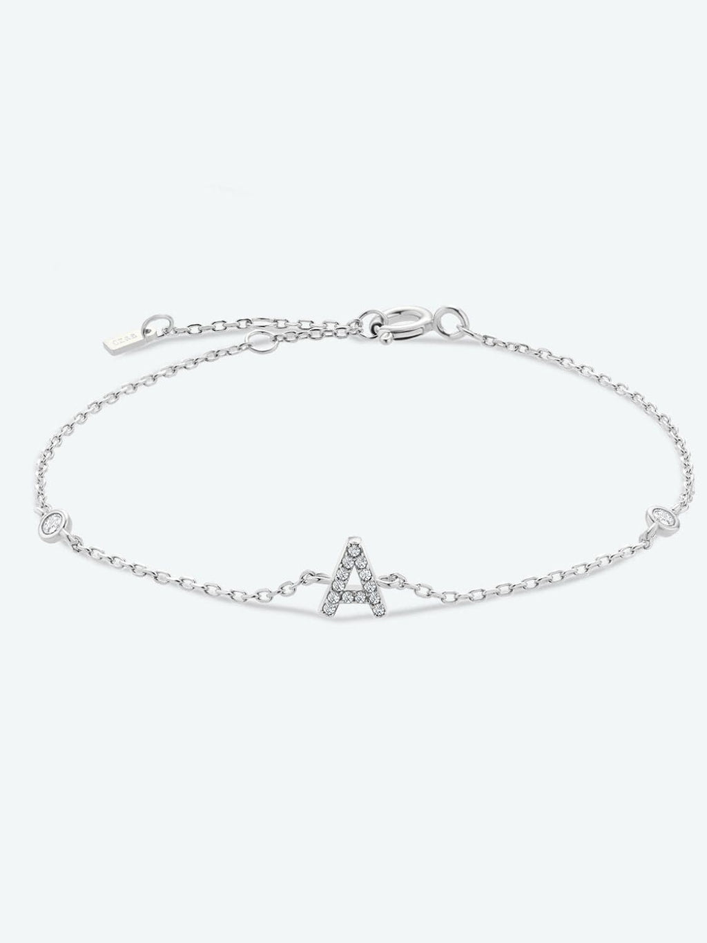 Zircon alfabet bedelarmband in 925 sterling zilver