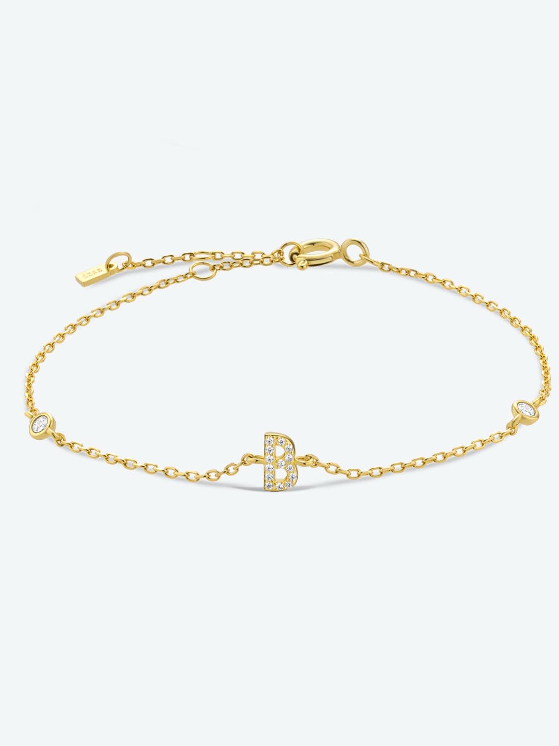 Zircon alfabet bedelarmband in 925 sterling zilver