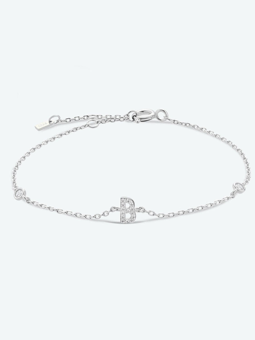 Zircon alfabet bedelarmband in 925 sterling zilver