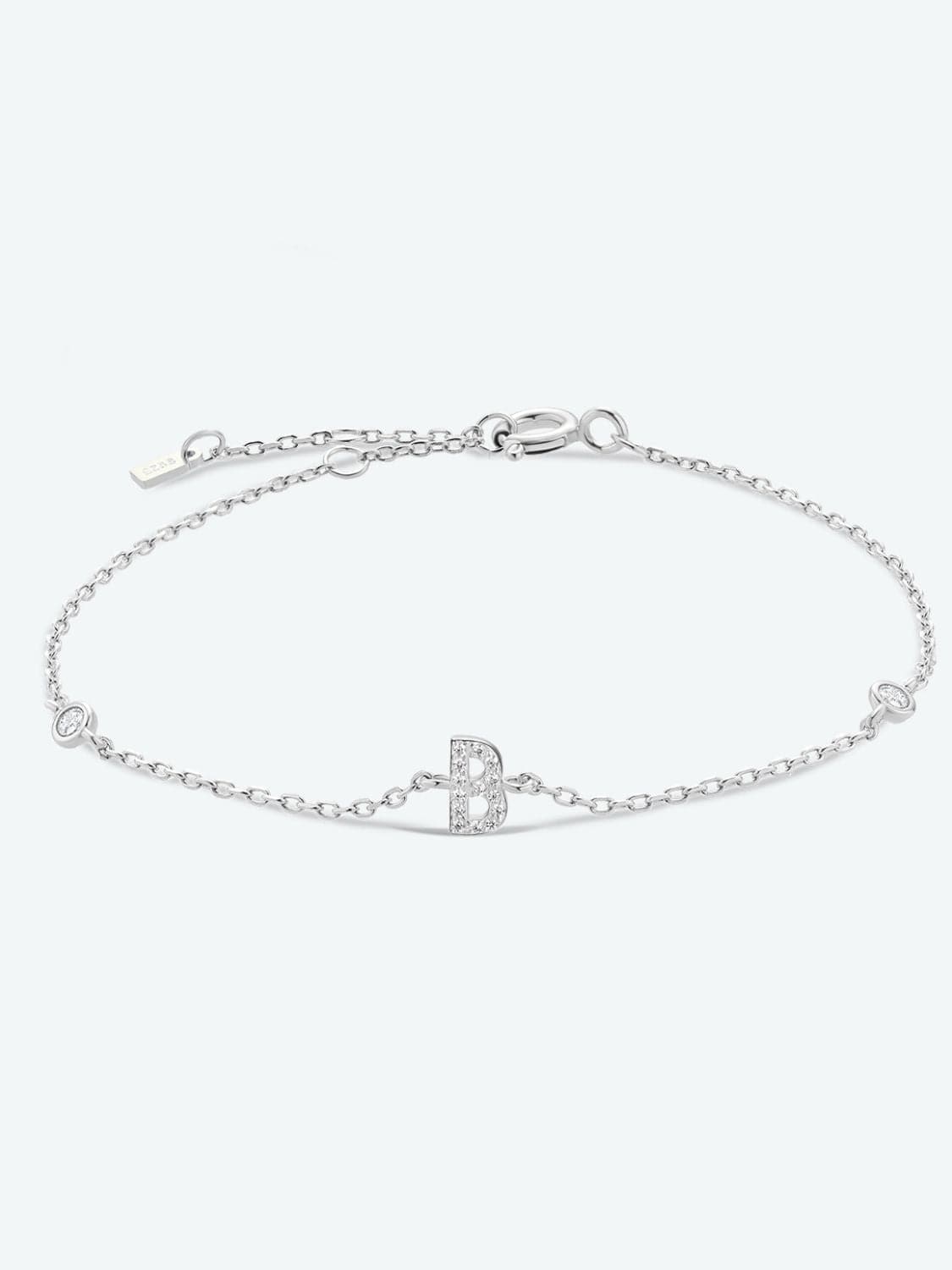 Zircon alfabet bedelarmband in 925 sterling zilver