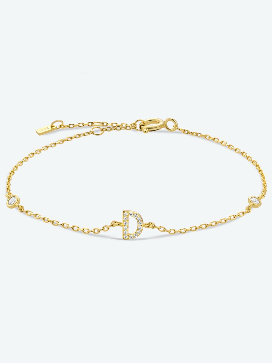Zircon alfabet bedelarmband in 925 sterling zilver