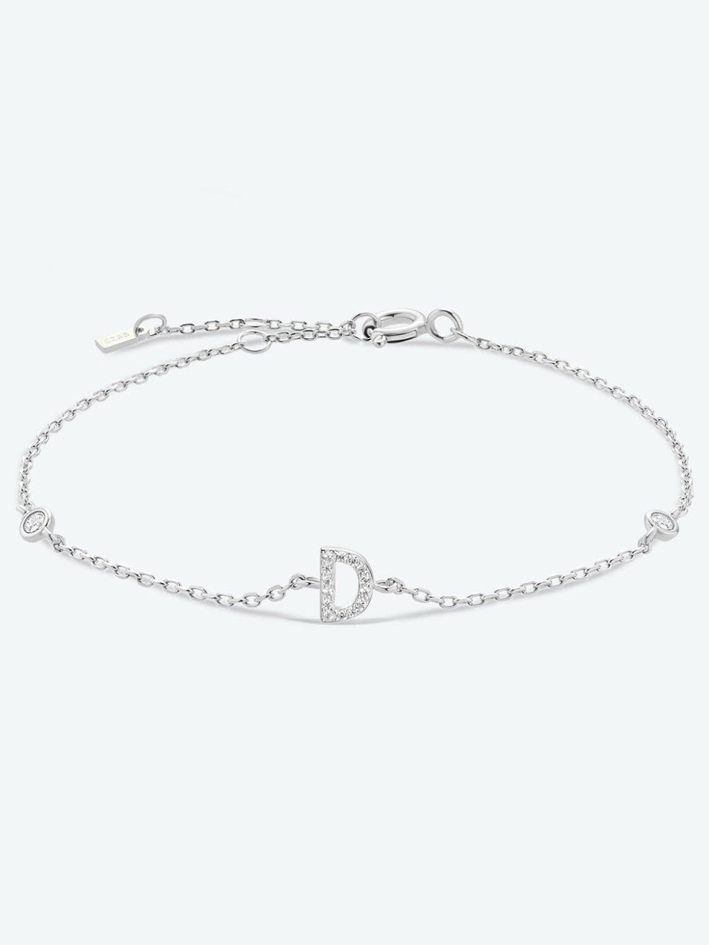 Zircon alfabet bedelarmband in 925 sterling zilver