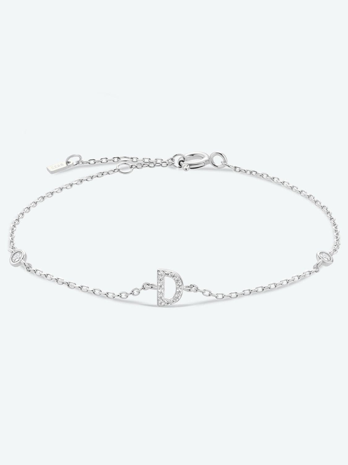 Zircon alfabet bedelarmband in 925 sterling zilver