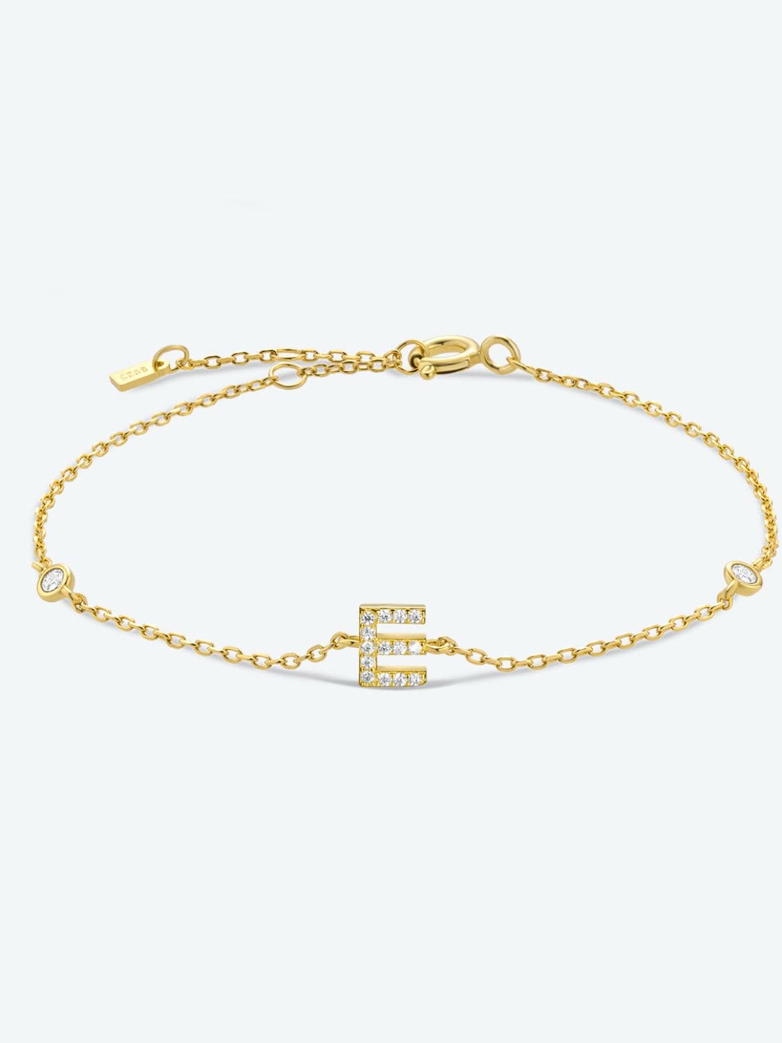 Zircon alfabet bedelarmband in 925 sterling zilver