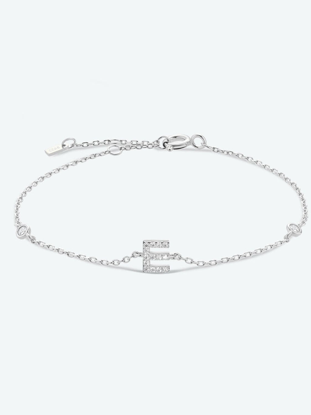 Zircon alfabet bedelarmband in 925 sterling zilver
