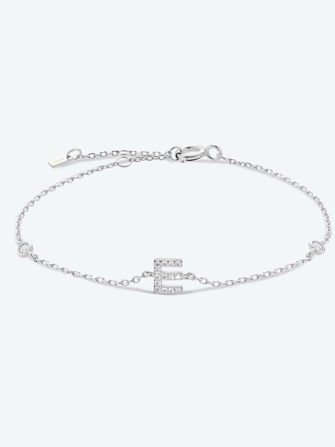 Zircon alfabet bedelarmband in 925 sterling zilver