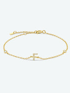 Zircon alfabet bedelarmband in 925 sterling zilver