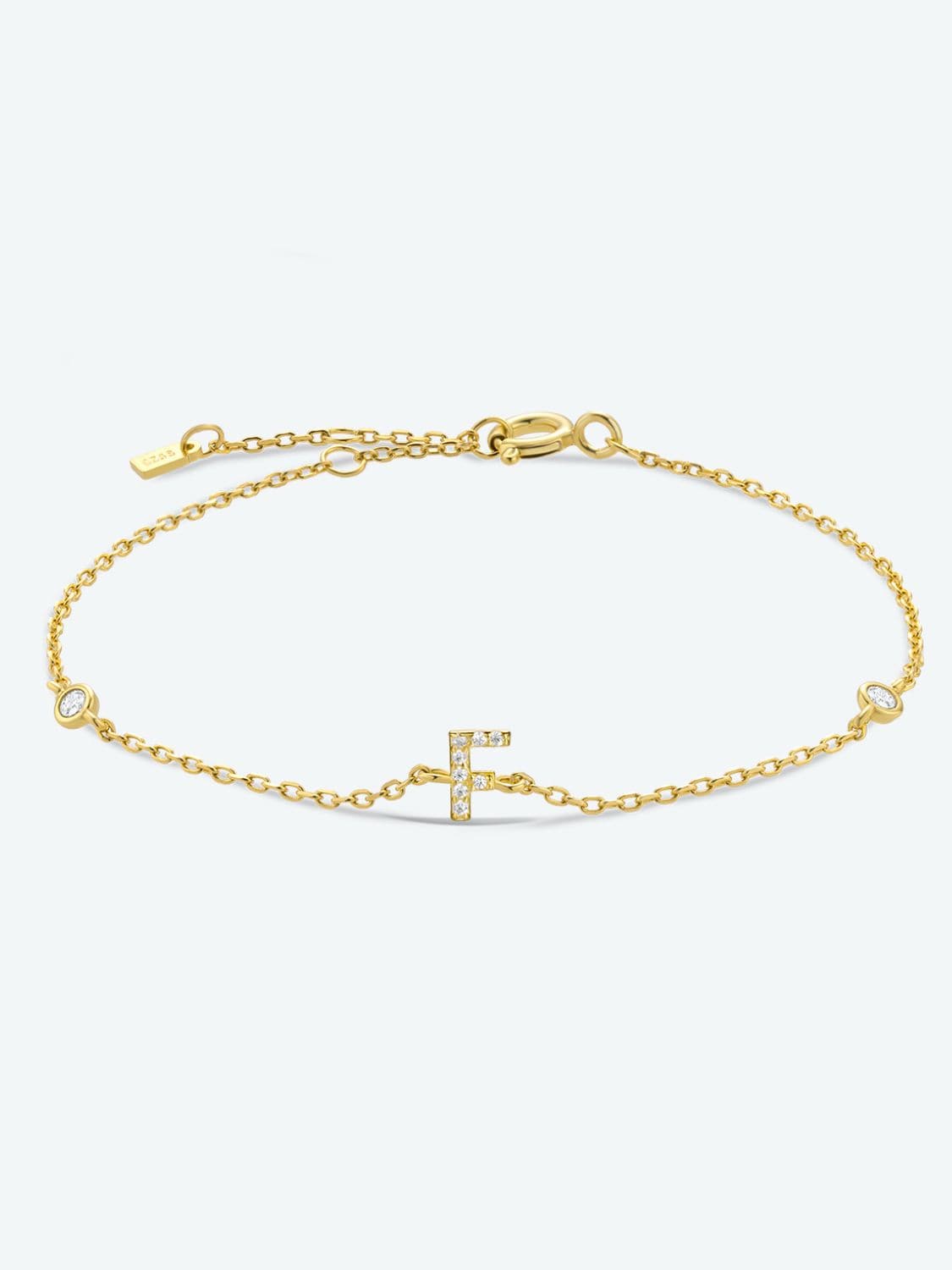 Zircon alfabet bedelarmband in 925 sterling zilver