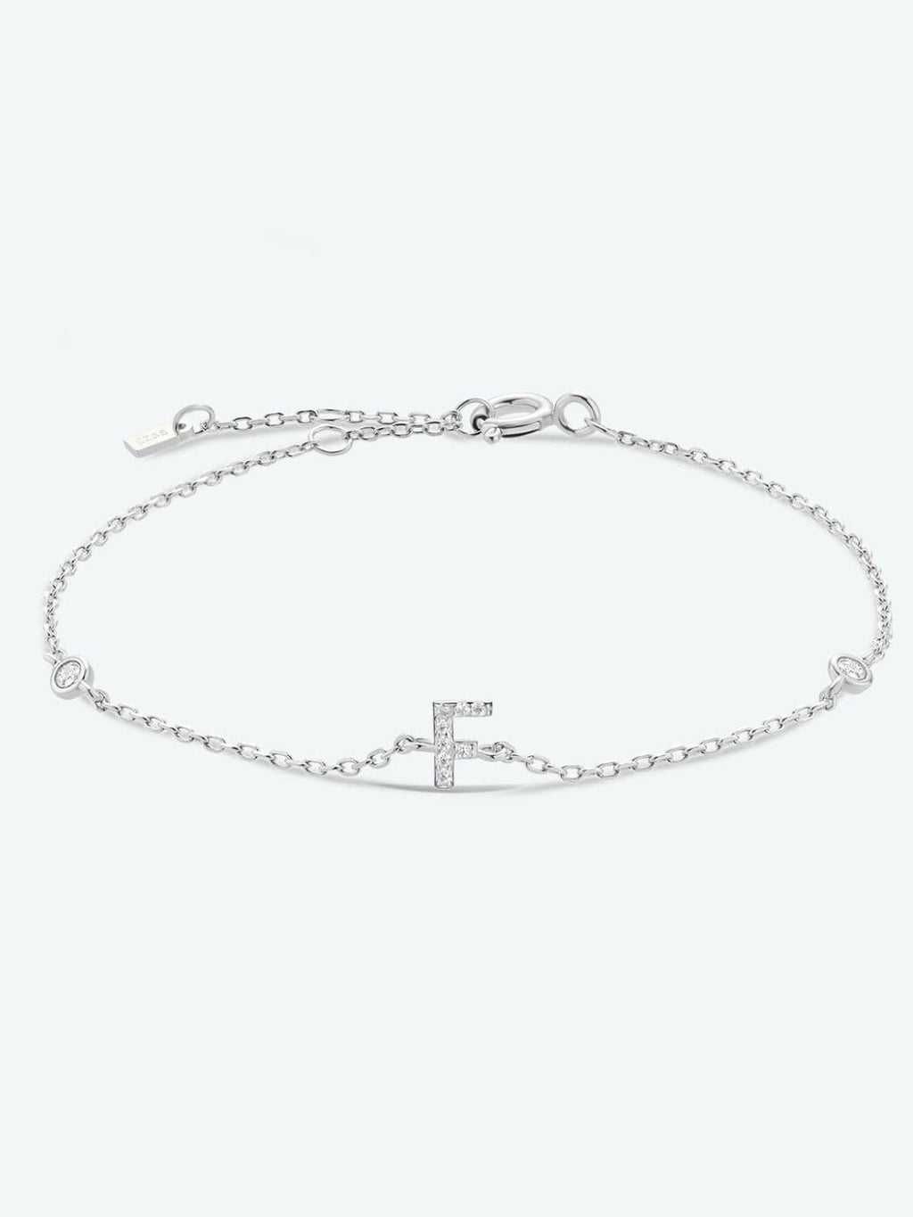 Zircon alfabet bedelarmband in 925 sterling zilver