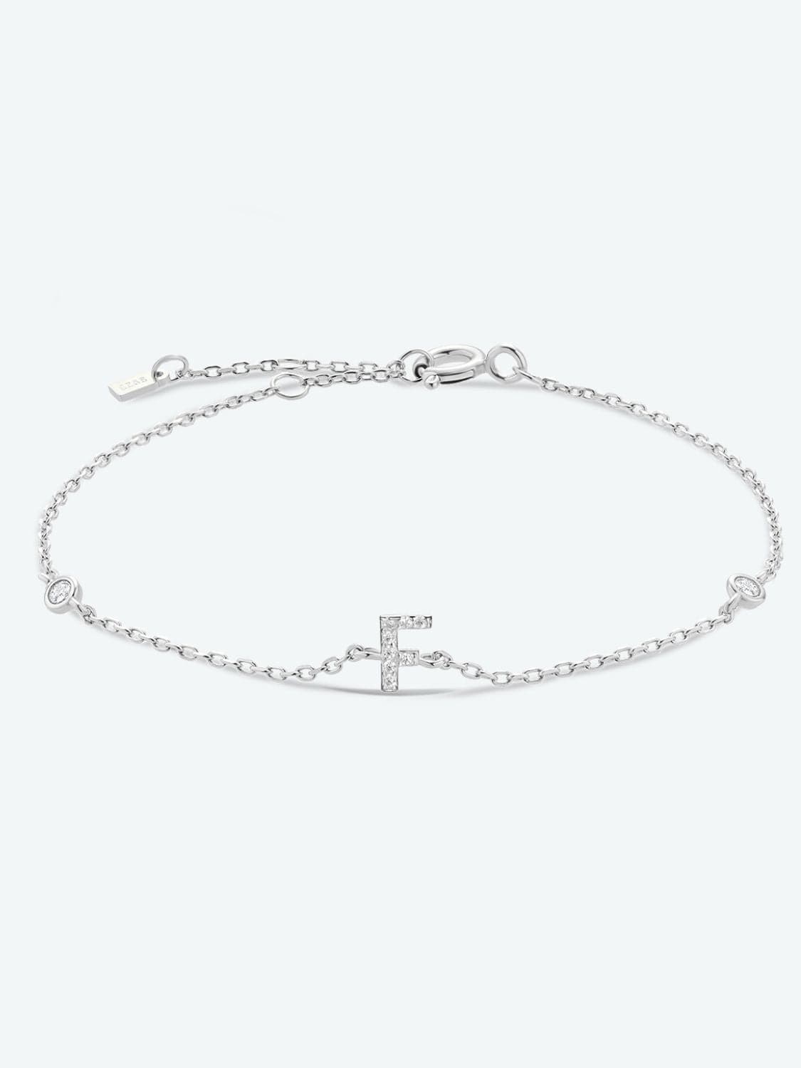 Zircon alfabet bedelarmband in 925 sterling zilver