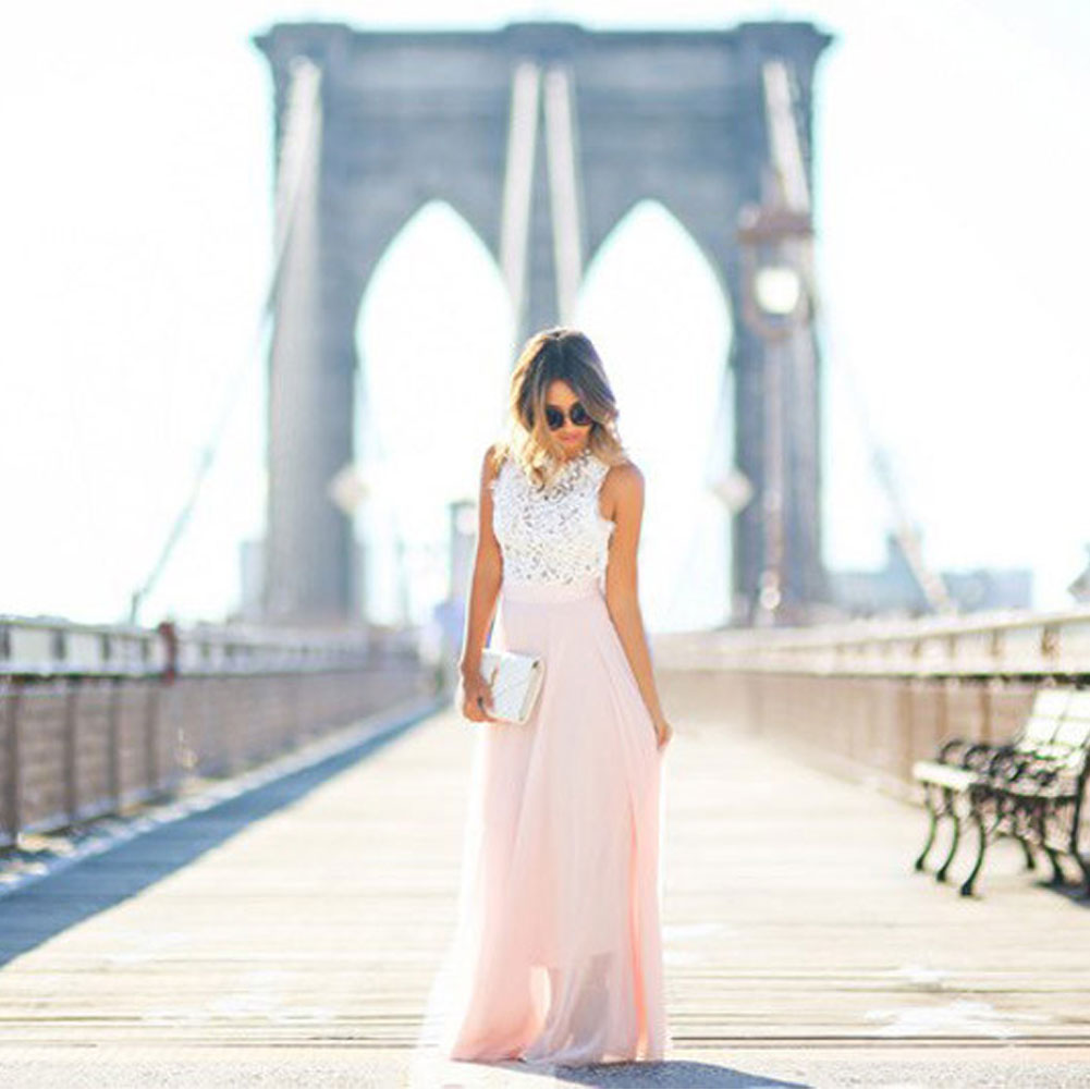 Anaya Elegante Witte Chiffon Maxi Jurk voor Zomerbruiloften en Feestelijke Evenementen met Comfortabele Vloeiende Stoffen en Flatterend Silhouet