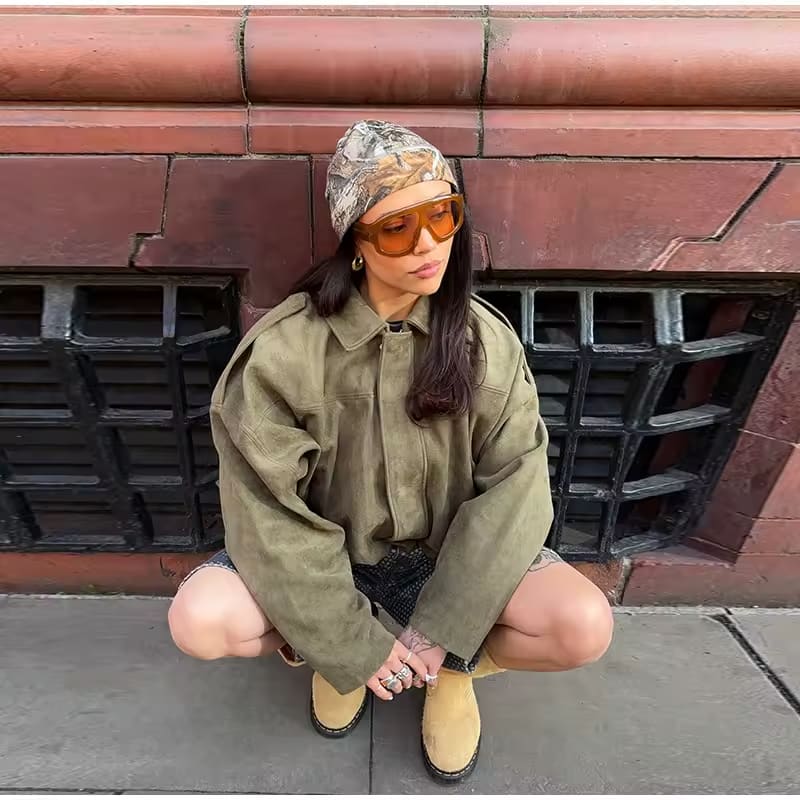 Estelle - Oversized Suède Leren Jas voor Dames – Warm & Stijlvol