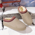 Dames Pluche Winterlaarzen Casual Plat Hak Slipon Afgerond