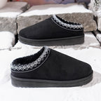 Dames Pluche Winterlaarzen Casual Plat Hak Slipon Afgerond