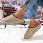 Dames Pluche Winterlaarzen Casual Plat Hak Slipon Afgerond