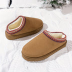 Dames Pluche Winterlaarzen Casual Plat Hak Slipon Afgerond