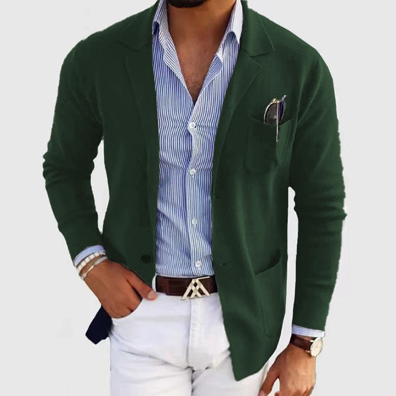 Heren Blazer Ademend Materiaalmix Getailleerde Pasvorm