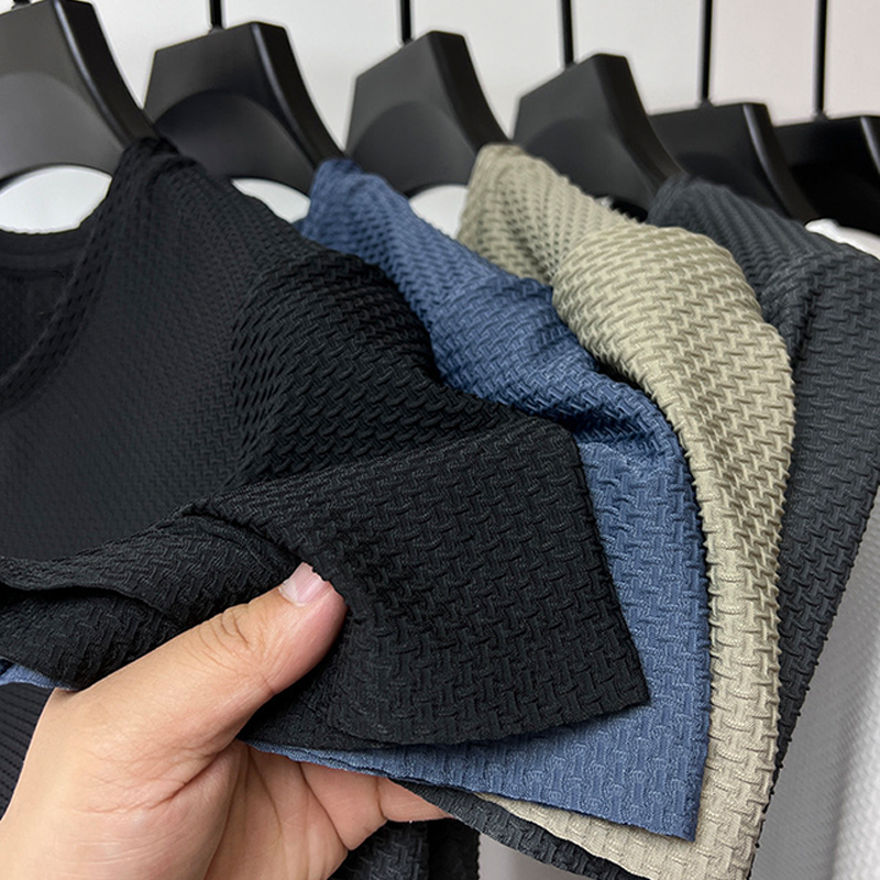 Heren T-Shirt Grijs M Katoen Crew Neck Gebeeldhouwde Weving-3