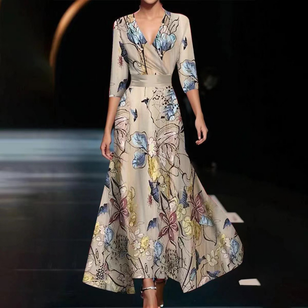 Yuna Bloemen Wikkeljurk Dames Elegante Zomerjurk Met Vloeiend Silhouet en BloemenpatroonVoor Feestdagen en Casual Wear
