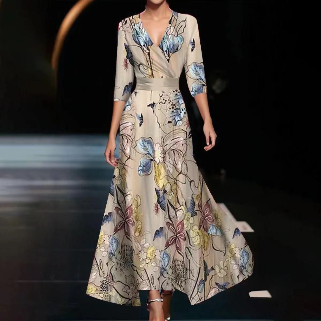 Yuna Bloemen Wikkeljurk Dames Elegante Zomerjurk Met Vloeiend Silhouet en BloemenpatroonVoor Feestdagen en Casual Wear