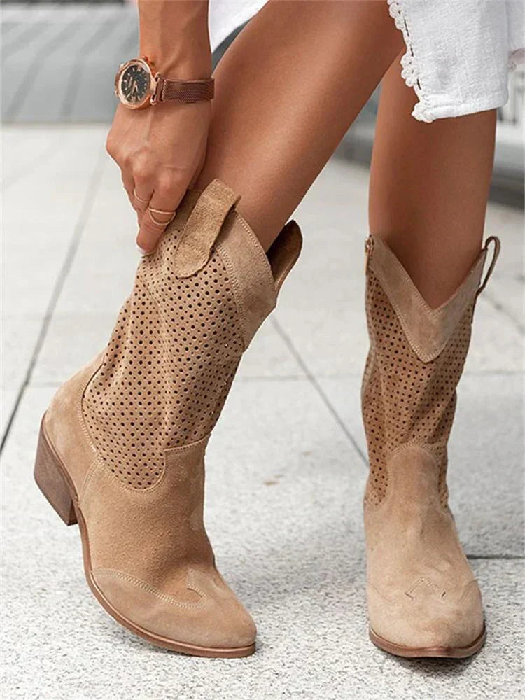 Dames Ademende Chique Cowboylaarzen met Rits Ademend