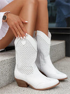 Dames Ademende Chique Cowboylaarzen met Rits Ademend