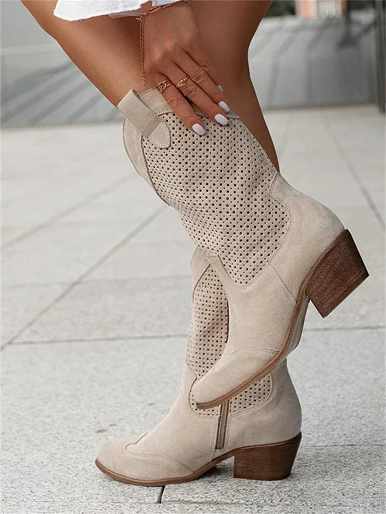 Dames Ademende Chique Cowboylaarzen met Rits Ademend