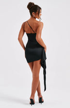 Crazy For You Mini Jurk van Luxe Satijn met Asymmetrische Zoom