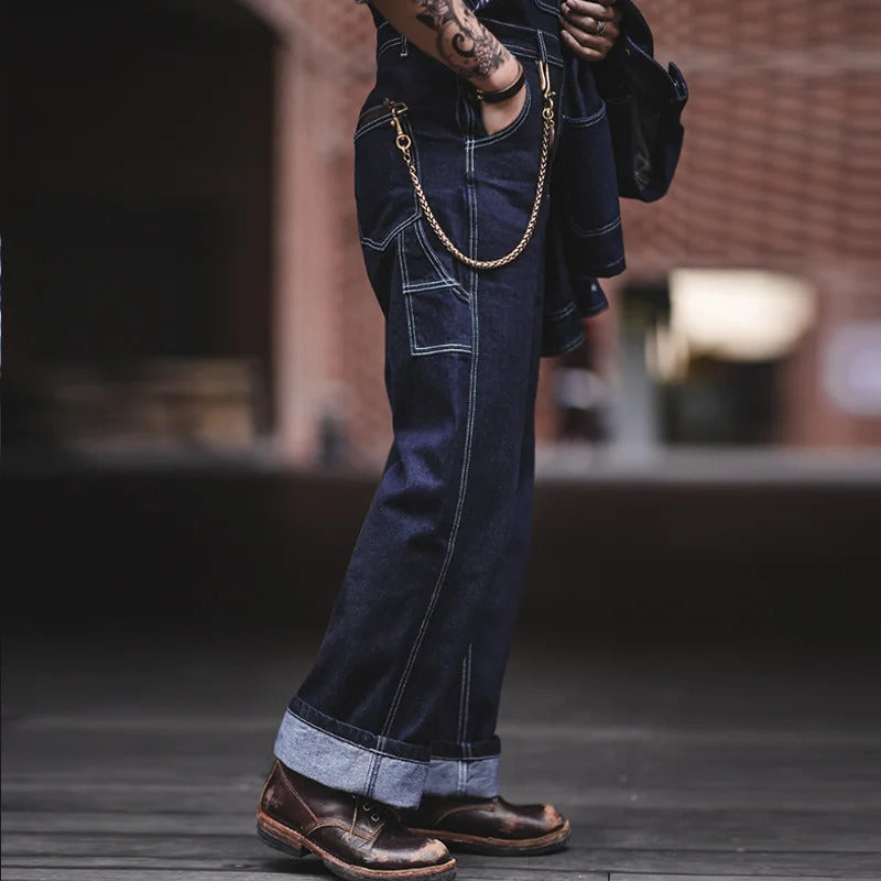 Heren Vintage-Inspiratie Indigo Denim Overalls