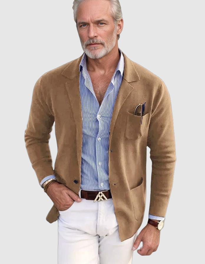 Heren Blazer Ademend Materiaalmix Getailleerde Pasvorm