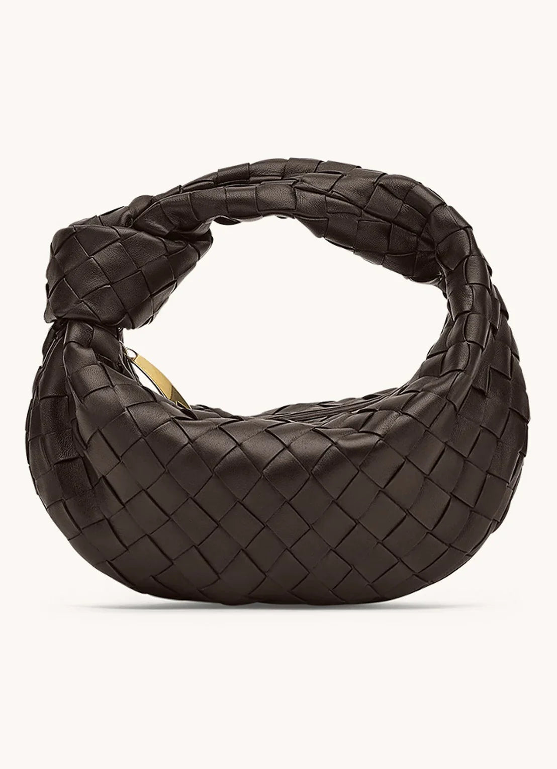 Dames Handtas - Echt Leer - Gevlochten Design - Luxe Halvemaan Vorm - Knopenhandvat
