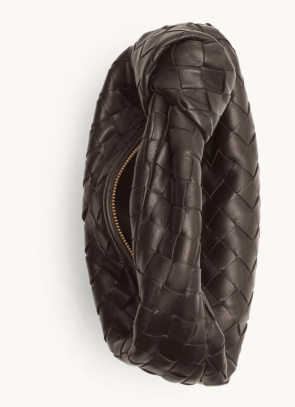 Dames Handtas - Echt Leer - Gevlochten Design - Luxe Halvemaan Vorm - Knopenhandvat