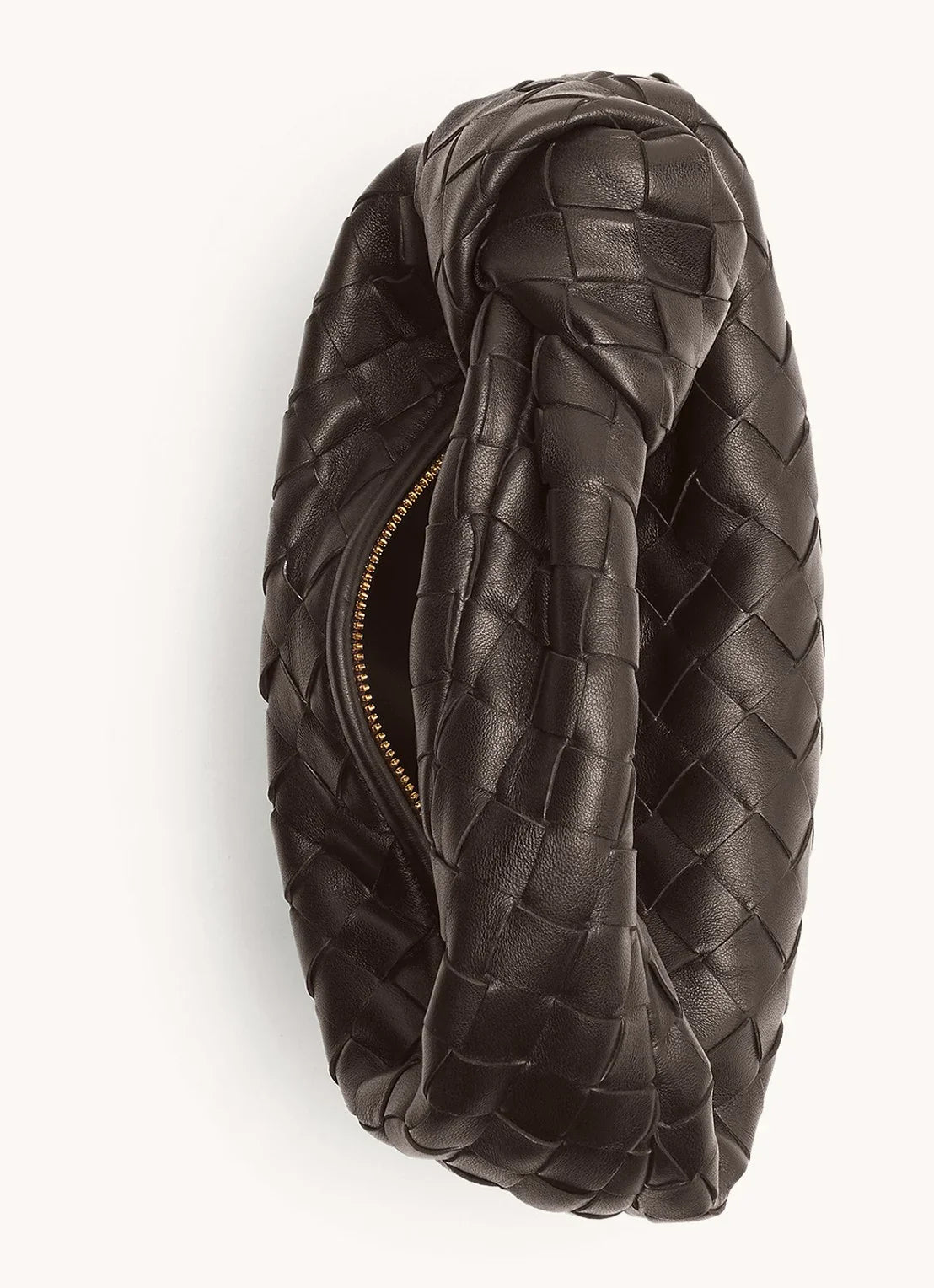 Dames Handtas - Echt Leer - Gevlochten Design - Luxe Halvemaan Vorm - Knopenhandvat
