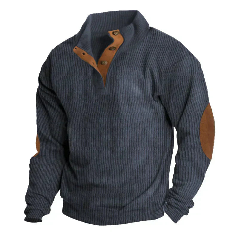 Heren Sweater Zachte Elleboog Patches Met Knoopsluiting