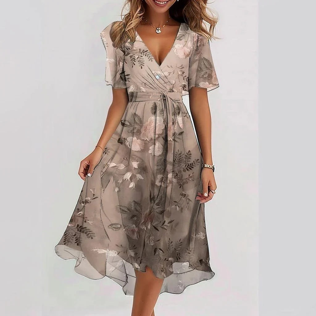 Lichte Zomerjurk met Bloemenpatroon | Luchtige Chiffon | Perfect voor Zomerdagen