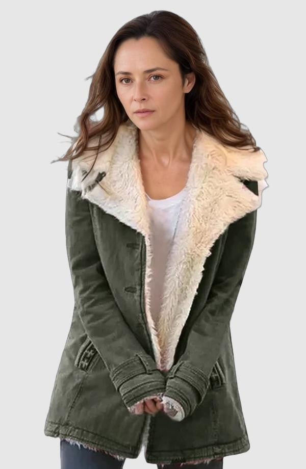 Dames Sherpa Gevoerd Fleece Jas Zachte Winterjas Warm