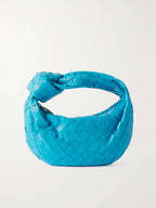 Dames Handtas - Echt Leer - Gevlochten Design - Luxe Halvemaan Vorm - Knopenhandvat