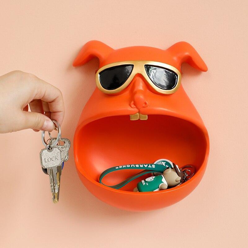 Wandorganizer Hond met Open Bek van Hars – Opbergoplossing voor Sleutels en Accessoires, Compact 21x10x16.5 cm
