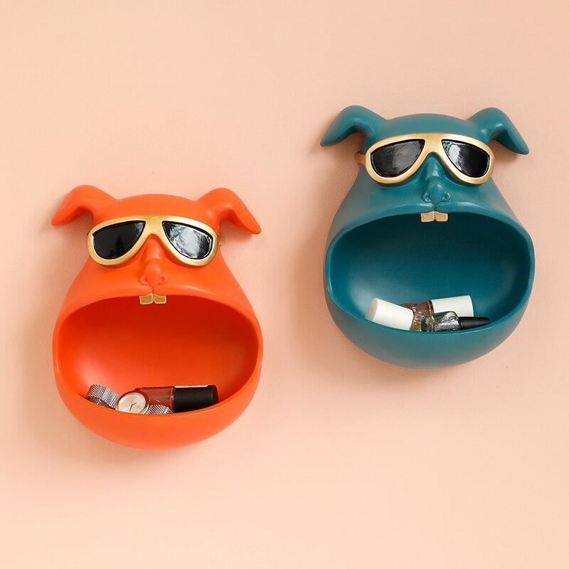 Wandorganizer Hond met Open Bek van Hars – Opbergoplossing voor Sleutels en Accessoires, Compact 21x10x16.5 cm