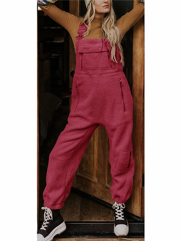 Dames Fleece Thermische Overalls Met Ritszakken